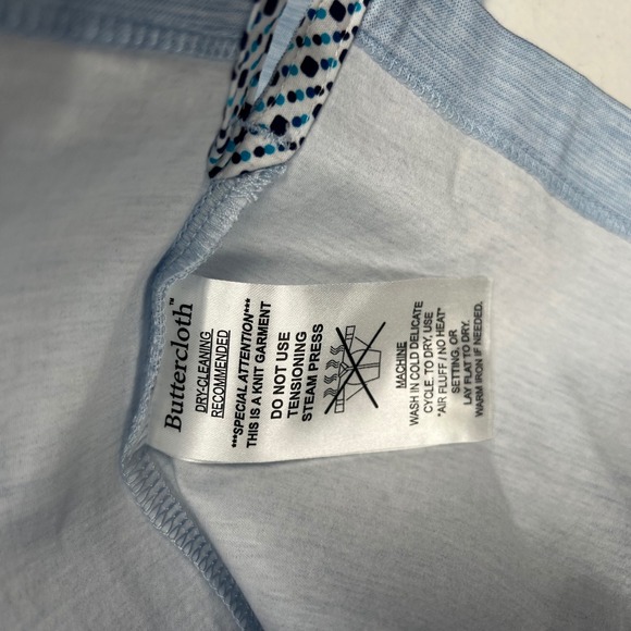 Buttercloth Mens XL Light Blue Heathered Long Sleeve Polo Shirt Knit Wing Logo - Picture 8 of 10